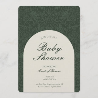 Convite Green Traditional Floral Arts and Crafts Shower