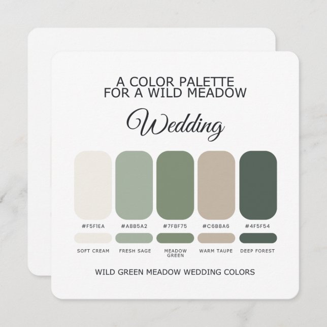 Convite Green Wedding Color Palette Card (Frente/Verso)
