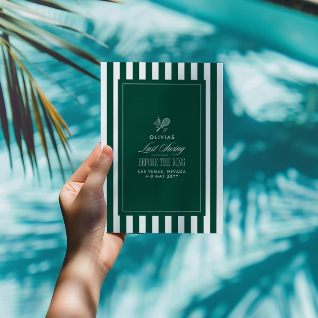 Convite Green & White Striped Last Swing Before the Ring (Criador carregado)