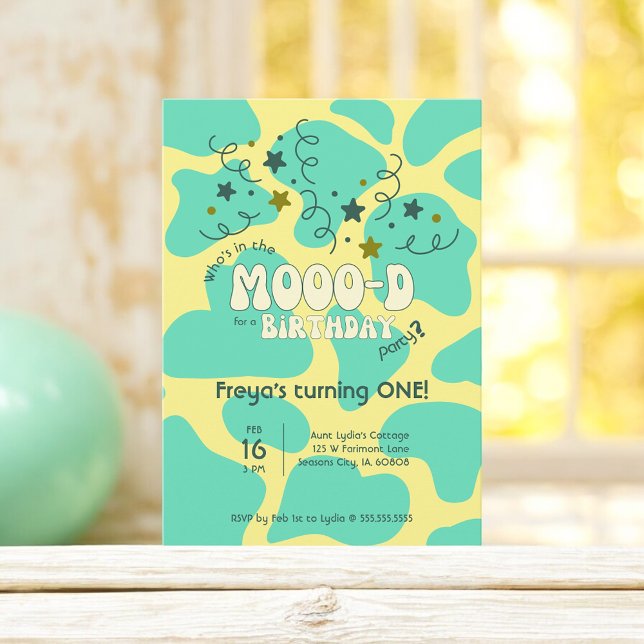Convite Green Who's in the MOO-D Cow Impressão (Criador carregado)
