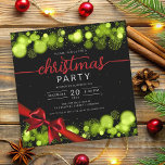 Convite Green Winter Wonderland Company Xmas Red Ribbon<br><div class="desc">Elegante Empresa Formal e Festa de Natal corporativa / Cocktail / modelo de Convite Jante com Flocos de Neve Verde e Luzes de Natal. Imprima seus amigos e colegas de trabalho com este design de convite sofisticado e elegante.</div>