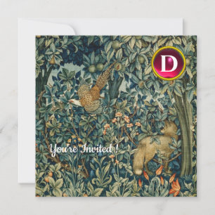 Convite GREENERAÇÃO,ANIMAIS FLORESTAIS Raposa,Faisão,Flora