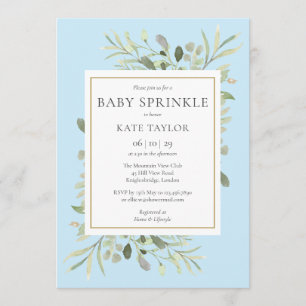 Convite Greenerence Watercolor Deixa Baby Boy Sprinkle