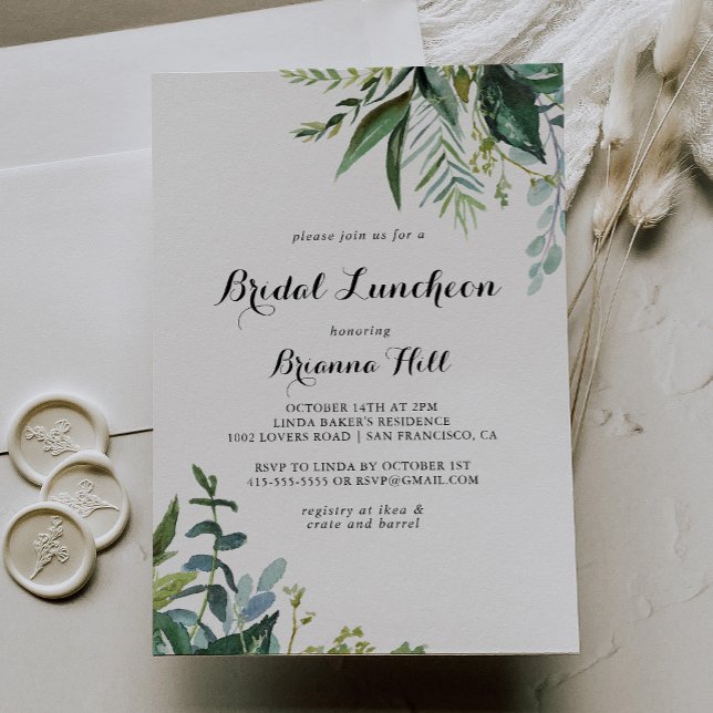 Convite Greenerescência Caligrafia Bridal Chá de panela (Criador carregado)