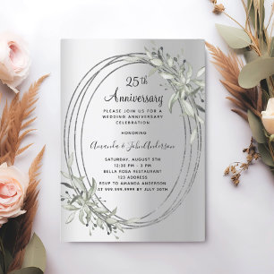 Convite Greenerescência prateada do aniversário de 25