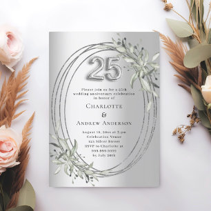 Convite Greenerescência prateada do aniversário de 25