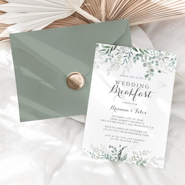 Convite Greenerescente Minimalista Eucalyptus Wedding Brea (Criador carregado)