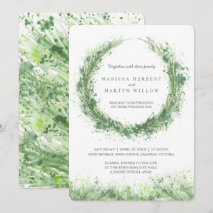 Convite Greenerescer watercolor gramínea sage, casamento v