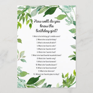 Convite Greeneric Botanical Birthday Girl Game 5x7" Tamanh