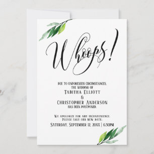 Convite Greenery adiou o casamento "Whoops!"Anúncio