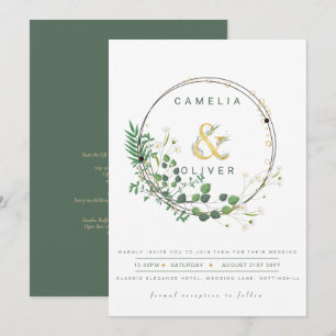 Convite Greenery All-in1 Wreath Verde Casamento com Código