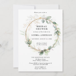 Convite Greenery and Gold Bridal Shower Invitation