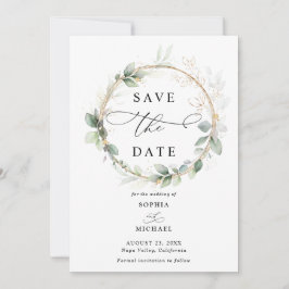 Convite Greenery and Gold Wedding Save the Date Invitation