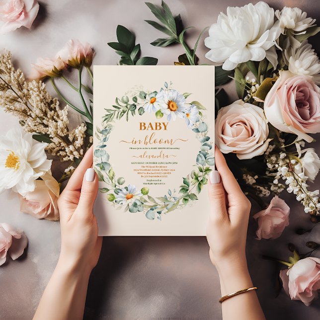 Convite Greenery Baby in Bloom Chá de fraldas (Criador carregado)