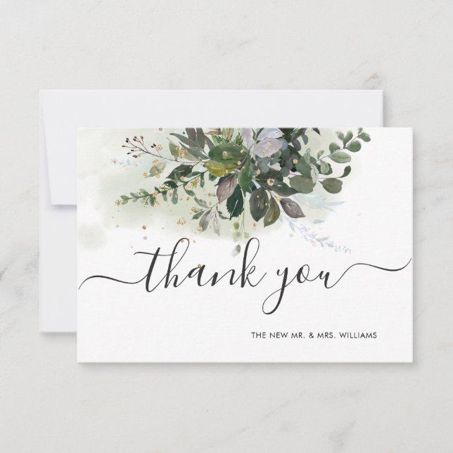 Convite Greenery Blue Gum Eucalyptus Obrigado (Frente)