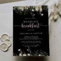 Greenery Boho Wildflower Black Casamento Breakfast