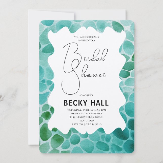 Convite Greenery Border Bridal Shower Invitation (Frente)