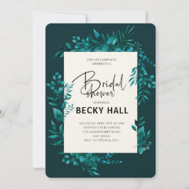 Convite Greenery Border Bridal Shower Invitation