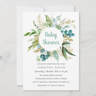 Convite Greenery Botanical Invitation Boy