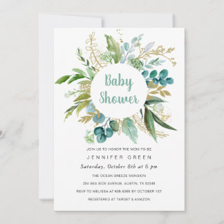 Convite Greenery Botanical Invitation Boy