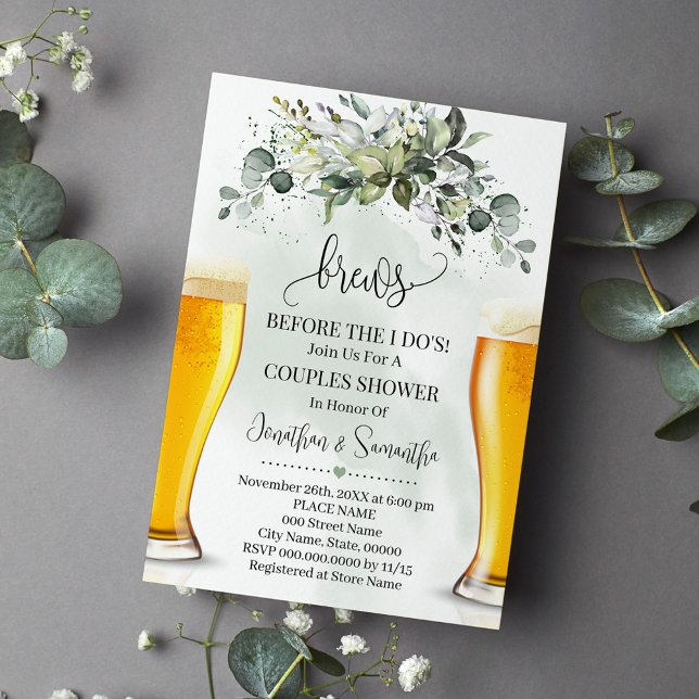 Convite Greenery Breve Antes que eu faça Casal Chá (Criador carregado)