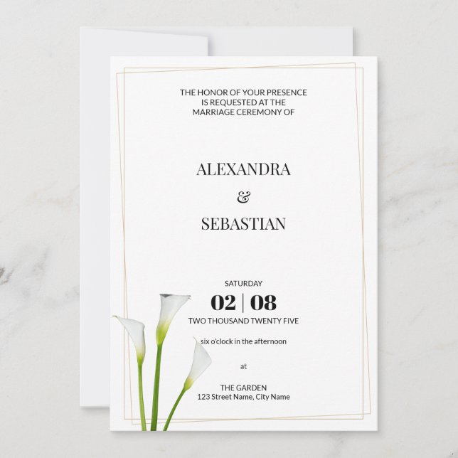 Convite Greenery Calla Lily Invitation (Frente)
