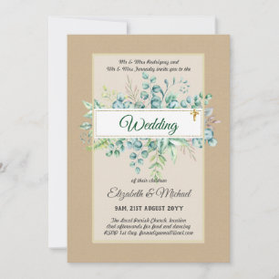 Convite Greenery CATHOLIC Casamento Christian Budget Moder