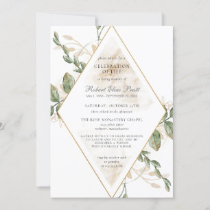 Convite Greenery Celebração Funeral da Vida