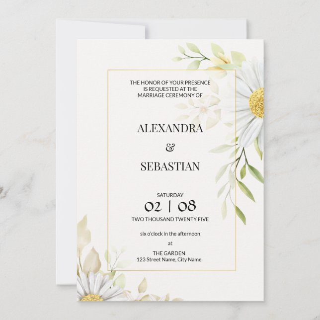 Convite Greenery Chrysanthemum Invitation (Frente)