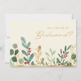 Convite Greenery de Natal | Proposta Cream Bridesmaid
