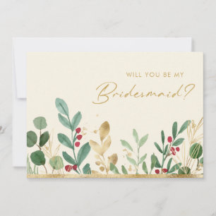 Convite Greenery de Natal   Proposta Cream Bridesmaid
