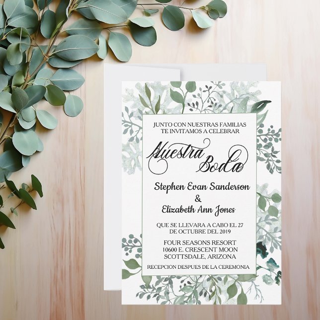 Convite Greenery deixa Nuestra Boda (Criador carregado)