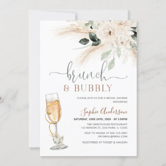 Convite Greenery Desert Boho Pampas Grass Brunch & Bubble