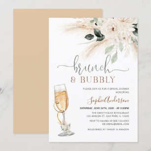 Convite Greenery Desert Boho Pampas Grass Brunch & Bubble