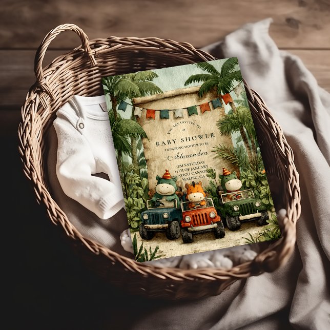 Convite Greenery Dino Baby Shower (Criador carregado)