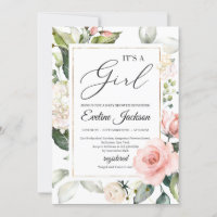 Greenery e blush floral de ouro é uma menina
