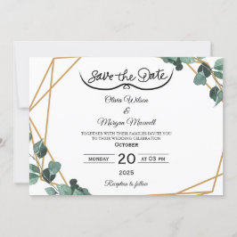 Convite Greenery Elegant Save The Date Invitation