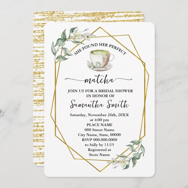 Convite Greenery encontrou seu perfeito Chá de panela Matc (Frente/Verso)
