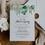 Convite Greenery Eucalyptus 50º Aniversário de Casamento<br><div class="desc">Este convite de eucalipto do cinquentenário é perfeito para uma simples comemoração de aniversário de casamento. O design apresenta lindas folhas verdes de eucalipto,  pintadas à mão,  reunidas em buquês elegantes para embelezar seu evento. Altere o número para celebrar qualquer marco de aniversário.</div>