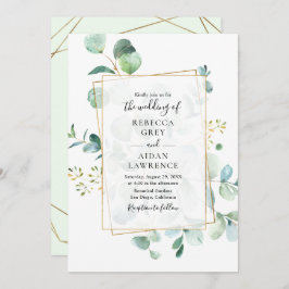 Convite Greenery Eucalyptus com Casamento Geométrico