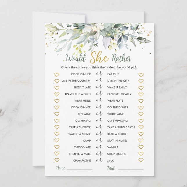 Convite Greenery Eucalyptus Ela Preferencialmente Jogo De  (Frente)