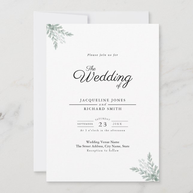 Convite Greenery Eucalyptus Invitation (Frente)