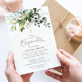Convite Greenery, Eucalyptus Leaves, Boho, Confirmation