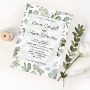 Convite Greenery Eucalyptus Sage Green & Floral Wedding