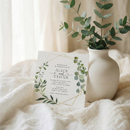 Convite Greenery Eucalyptus Script Heart Wedding