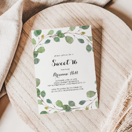 Convite Greenery Eucalyptus Sweet 16 Festa de aniversário