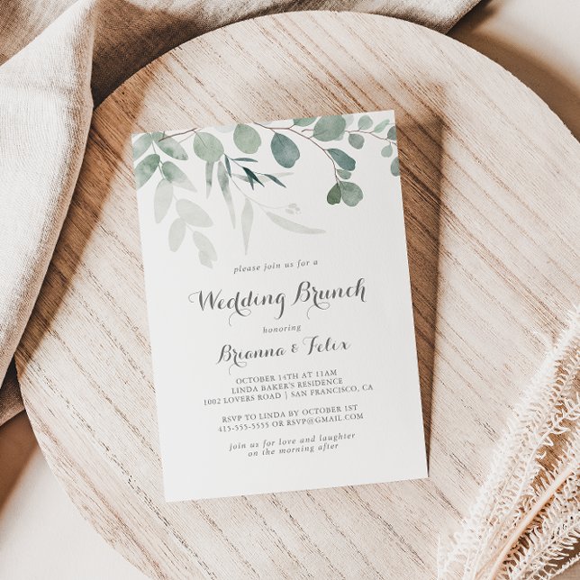 Convite Greenery Eucalyptus Wedding Brunch Minimalista (Criador carregado)