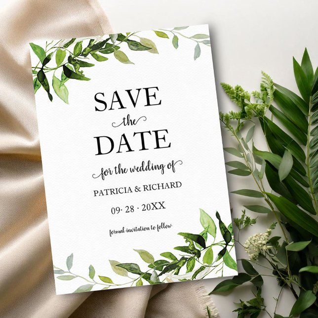 Convite Greenery Eucalyptus Wedding Save The Date (Criador carregado)