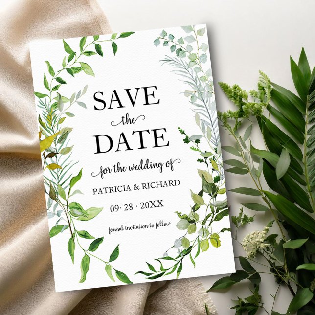 Convite Greenery Eucalyptus Wedding Save The Date (Criador carregado)