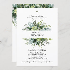 Convite Greenery First Communion Invitation